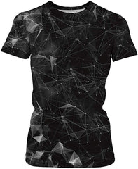 Women Summer T Shirt 3D Pattern Print Funny Short Sleeve Tee Couple Shirt Line Crystal c