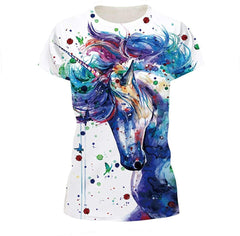 Velynce Unisex Thin Shirts Stylish 3D Digital Printed Lion Skull Casual Personality T Shirts Couple Clothing Unicorn #3