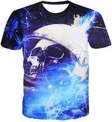 Men Casual Shirts Sexy Women Printing 3D T Shirt Galaxy Skull