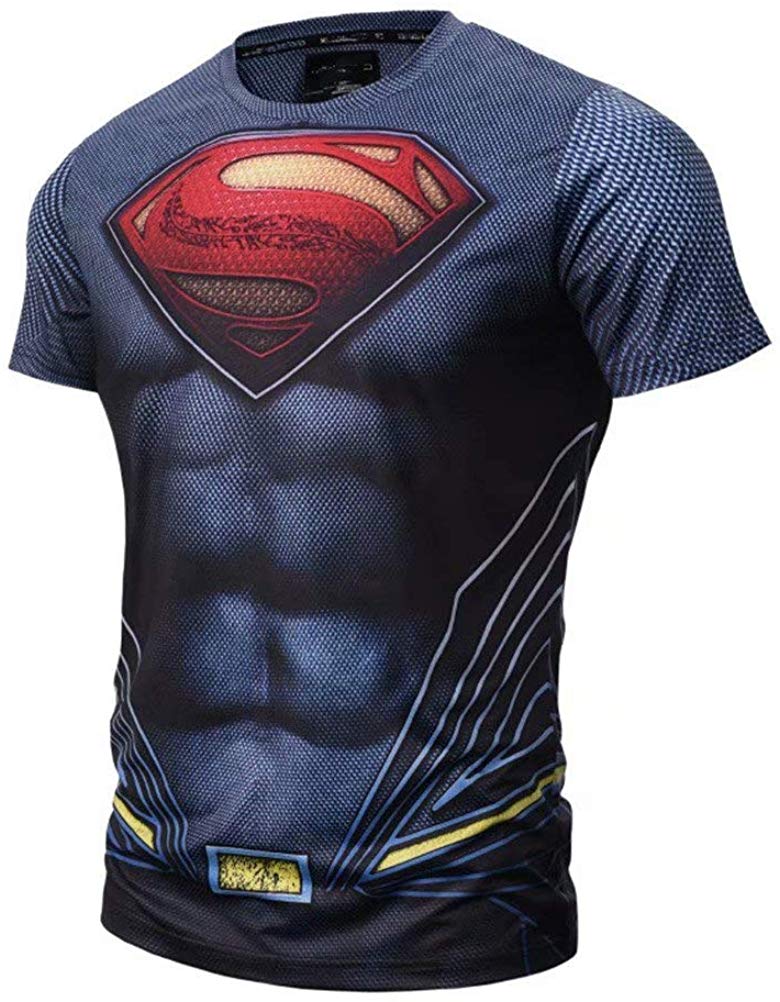Mens Sport Compression Shirt Men Fit Tight Bodybuilding T Shirts Tops Color E