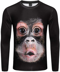 Summer Men's Monkey 3D Print Top T Shirt Fashion Short Sleeve O Neck Casual Blouse T Shirt Black