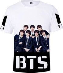 Women's Novelty T Shirts Kpop BTS Tee Tops Bangtan Boys 3D Printed Shirts J Hope RM Jimin V Jung Kook Black White