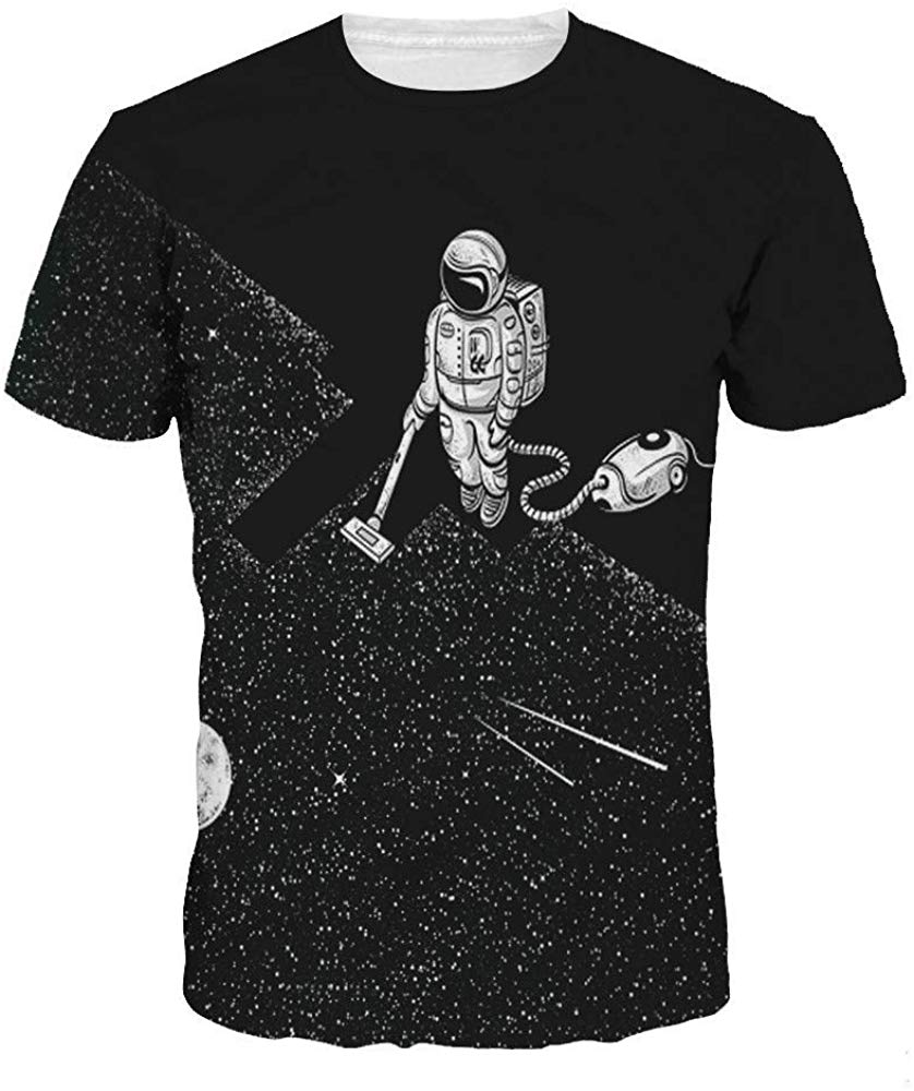 Unisex 3D Wolf T Shirts Couples Summer Short Sleeve T Shirts Casual Tees Astronaut