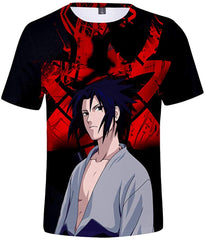 Unisex Novelty Tee Tops 3D Printed with The Japanese Anime Naruto T Shirts for Men Women Red Sasuke
