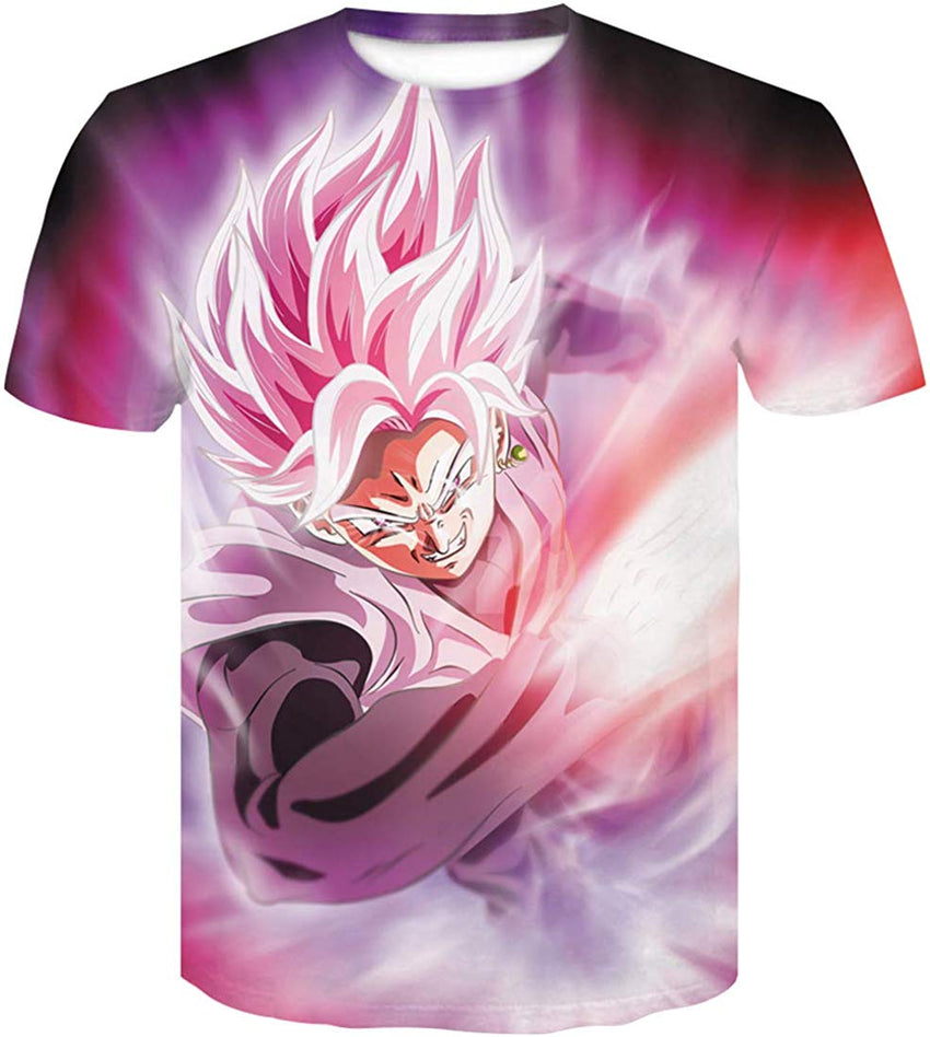 Men's Novelty T Shirts 3D Printing Tee Tops with Dragon Ball Pink