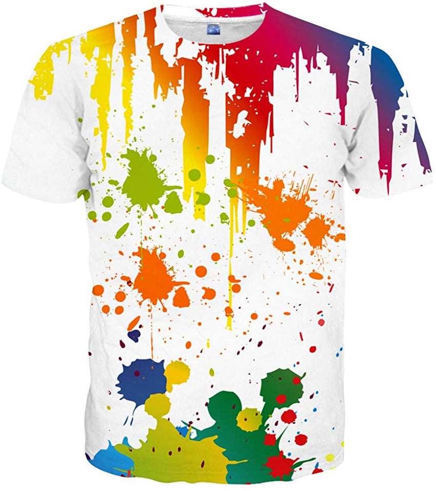 Unisex 3D Pattern Printed Casual Short Sleeve T Shirts Tees Multi color08
