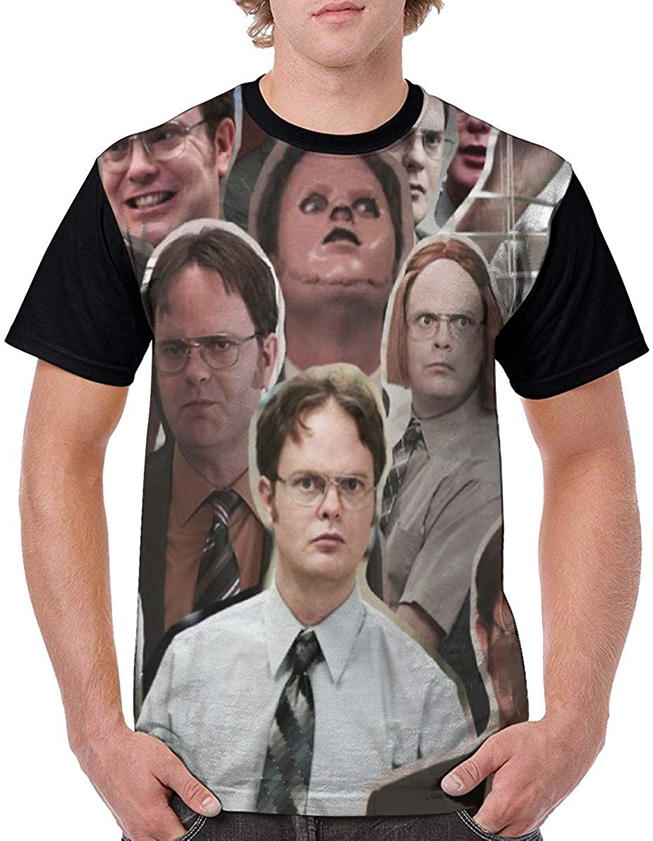 Womens 3D Digital Printed Post Malone Collage Short Sleeve T Shirts Tees Dwight Schrute