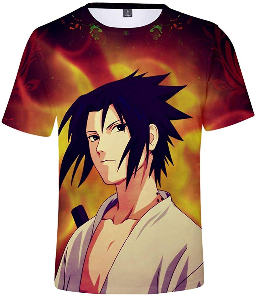 Unisex Novelty Tee Tops 3D Printed with The Japanese Anime Naruto T Shirts for Men Women White Face