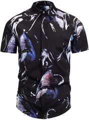 Men's Short Sleeve Luxury Print Button Dress Shirt Al003 75