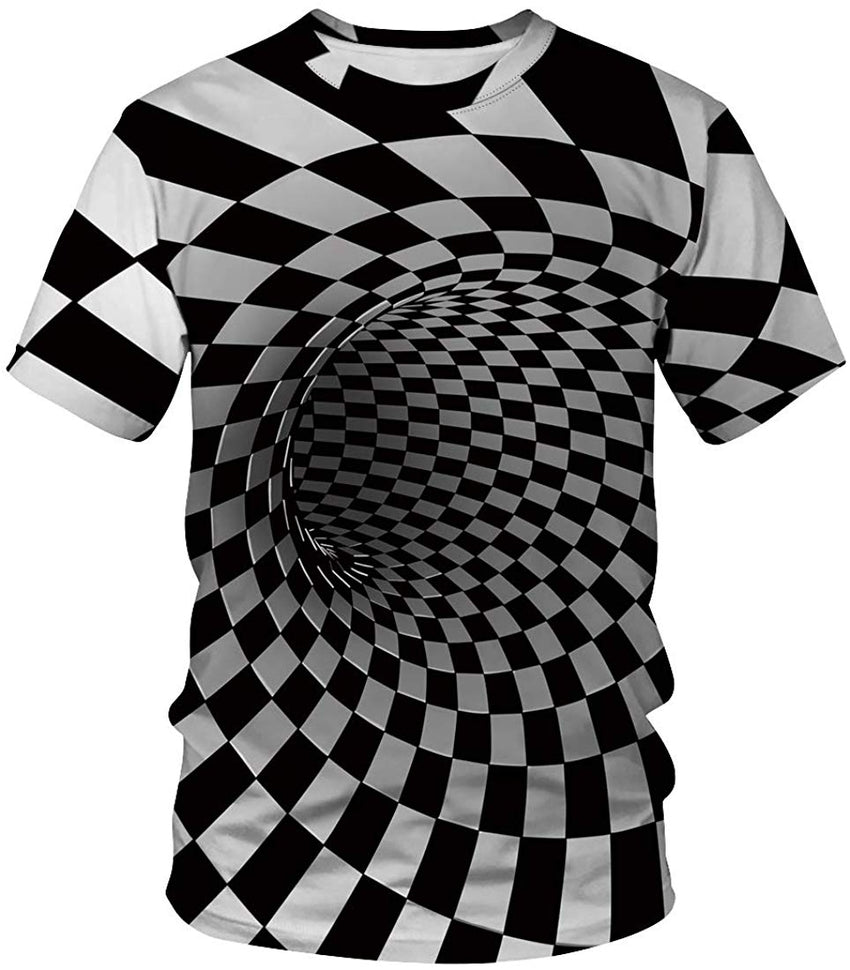 Unisex 3D Print Short Sleeve T Shirt Tees Tops For Men Women S 3Xl Grid Vortex