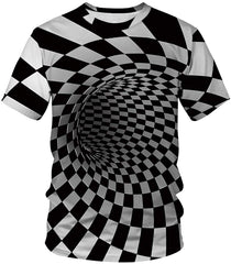 Unisex 3D Print Short Sleeve T Shirt Tees Tops For Men Women S 3Xl Grid Vortex