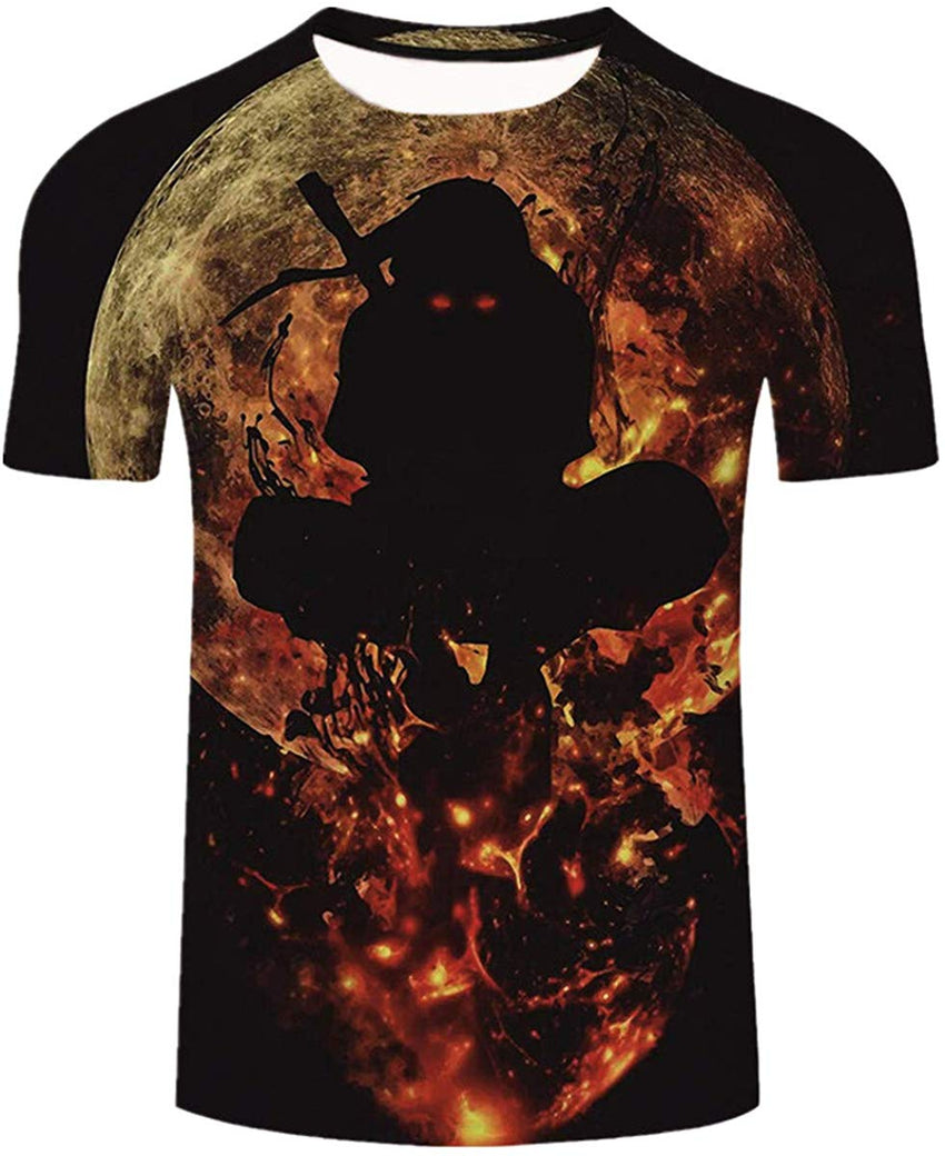 Men Naruto 3D Print Short Sleeve Pullover Regular Fit T Shirt Color 28