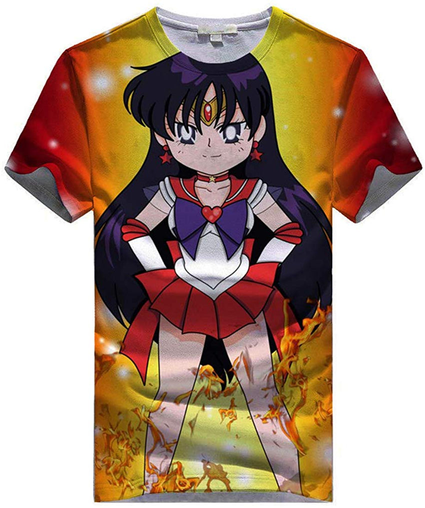 Women Sailor Moon 3D Graphic T Shirt Casual Top Sailor Mars3