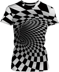 Women Summer T Shirt 3D Pattern Print Funny Short Sleeve Tee Couple Shirt Vortex Grid c