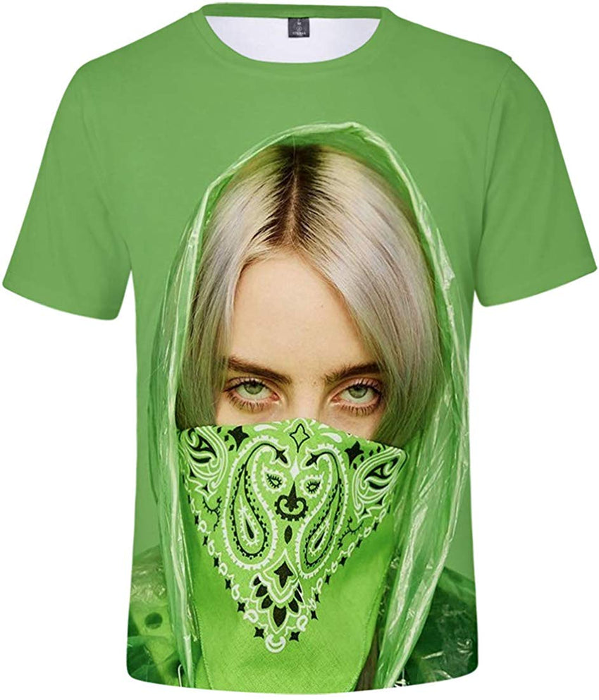 Women 3D Printed T Shirt Casual Tees for Music Fans Green 01
