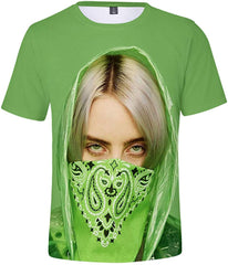 Women 3D Printed T Shirt Casual Tees for Music Fans Green 01