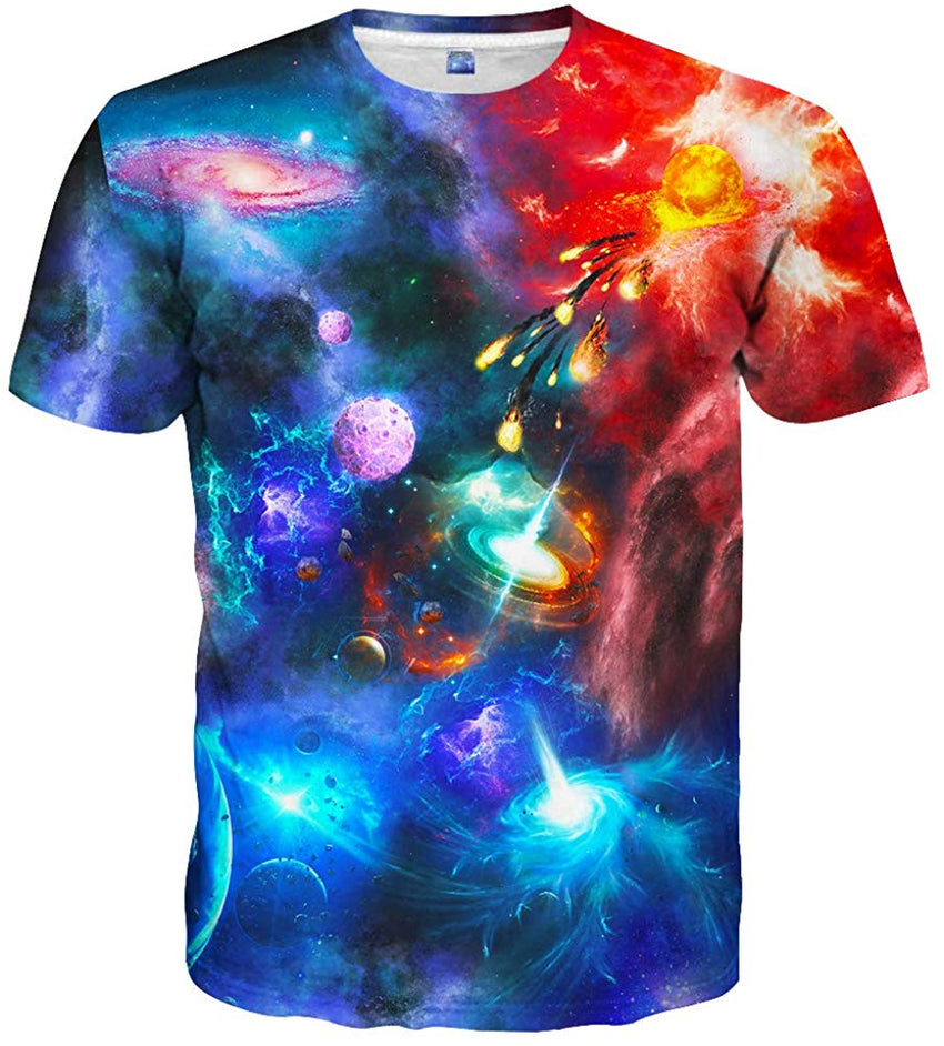 Unisex Casual 3D Print Short Sleeve T Shirt Tees Blue2