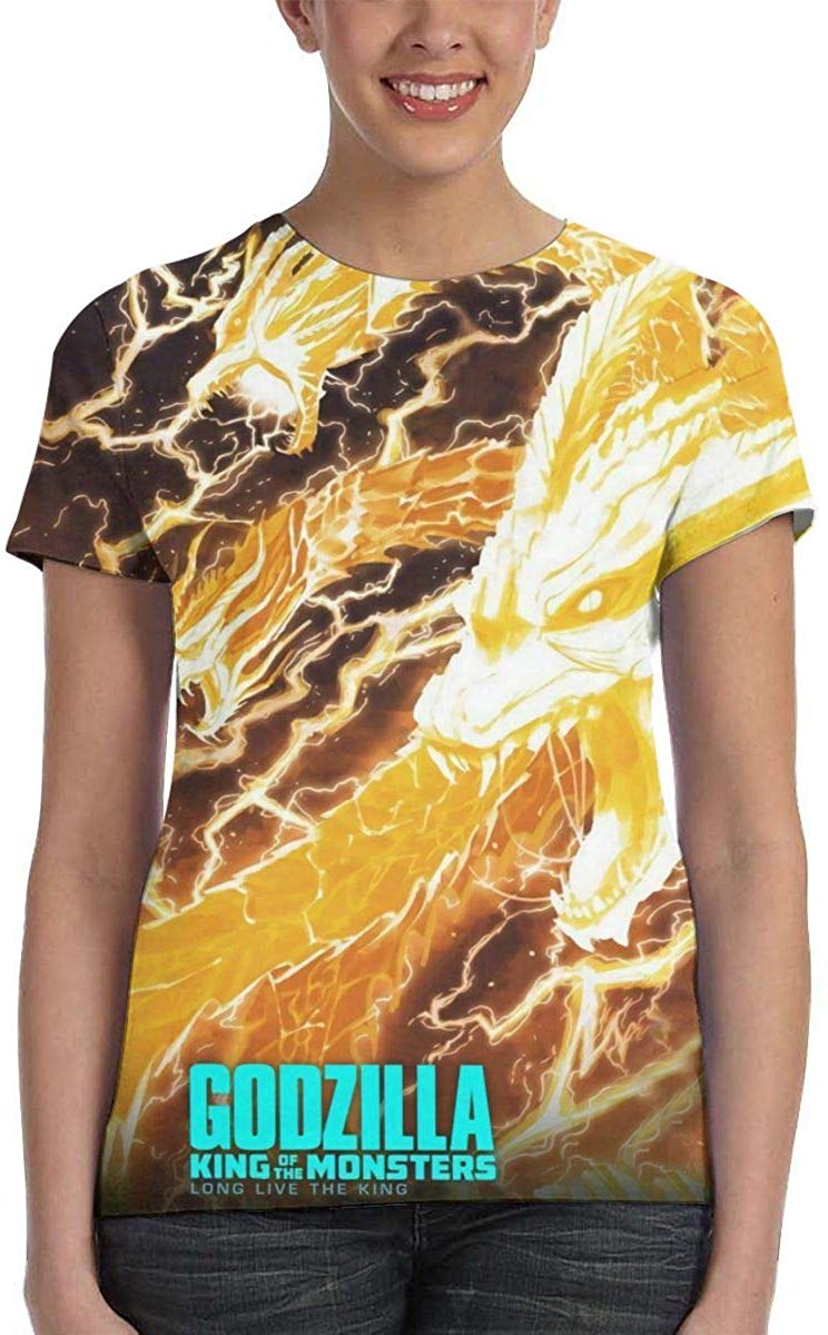 Womens God Zilla 2 King of Monsters 3D Printed Short Sleeves Shirt Godzi16