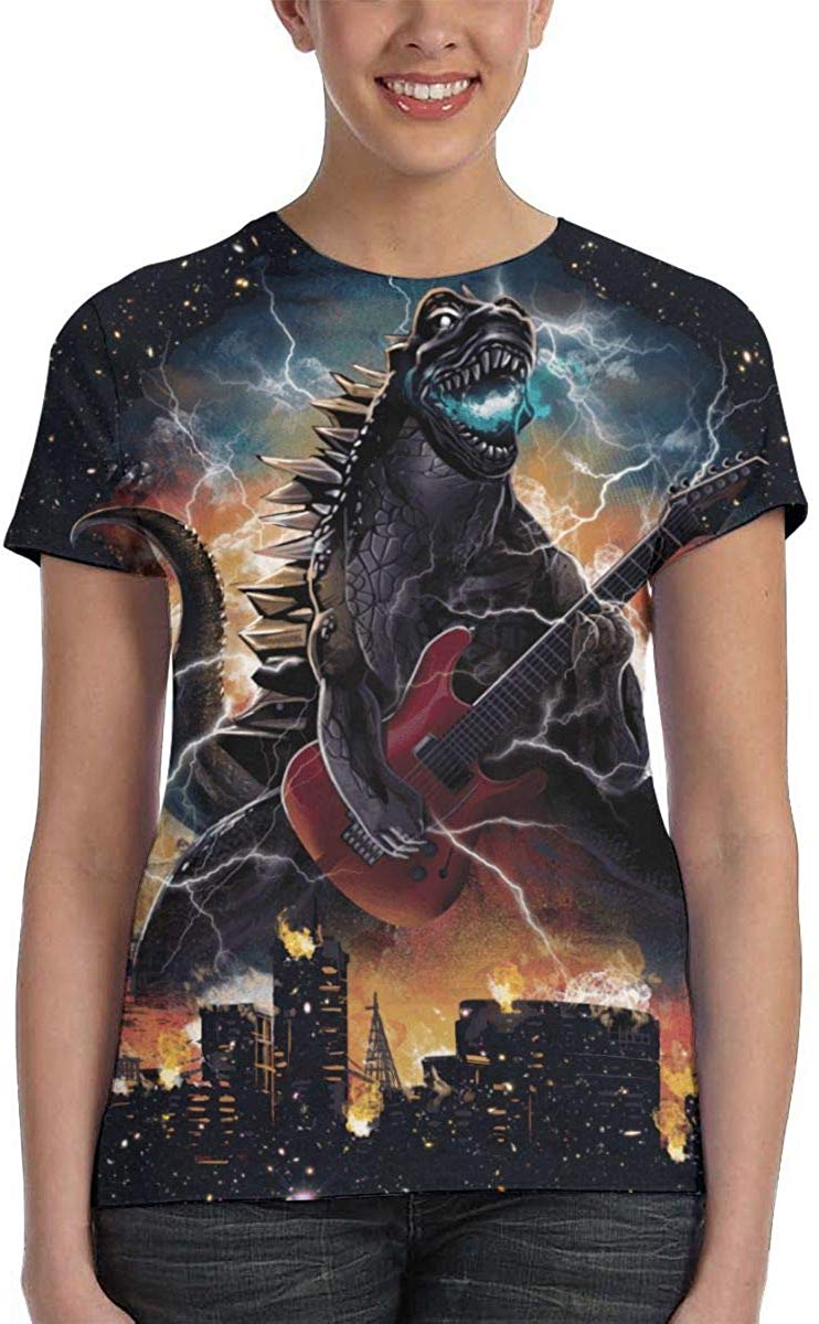 Womens God Zilla 2 King of Monsters 3D Printed Short Sleeves Shirt Godzi23