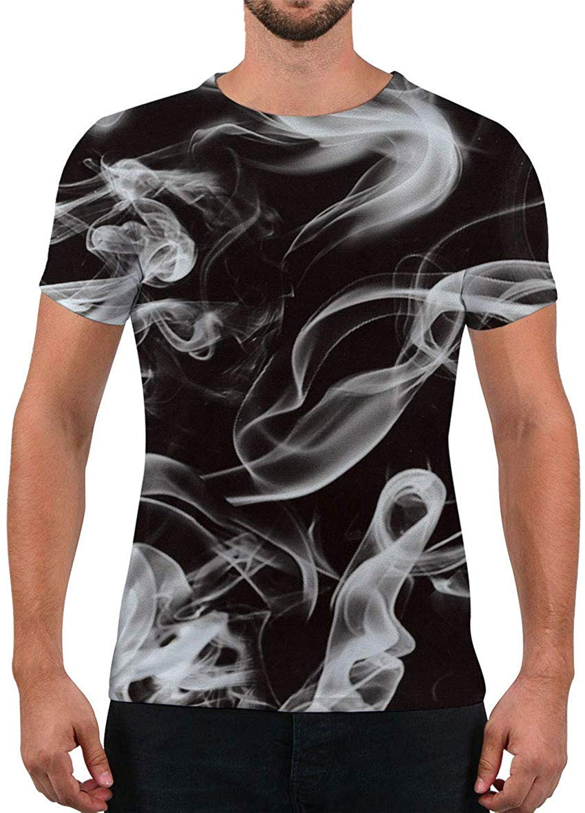 Unisex Fashion 3D Print T Shirts Funny Graphics Pattern Crewneck Short Sleeve Tees for Mens Womens Smoke