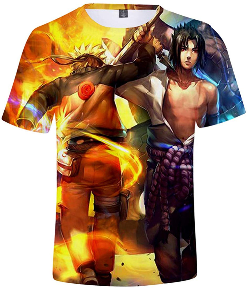 Unisex Novelty Tee Tops 3D Printed with The Japanese Anime Naruto T Shirts for Men Women Double Team