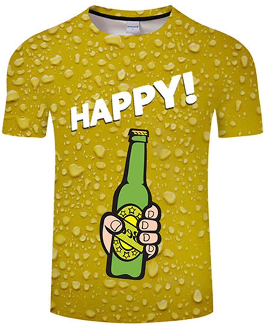Summer Men's Clothing O Neck Clock Jacket Beer Short Sleeved 3D T Shirt Large Size 5XL Txkh3013