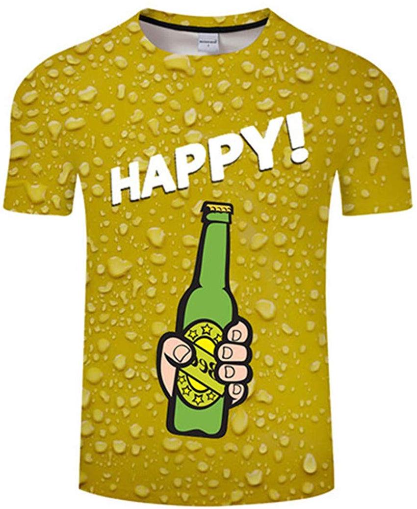 Summer Men's Clothing O Neck Clock Jacket Beer Short Sleeved 3D T Shirt Large Size 5XL Txkh3013