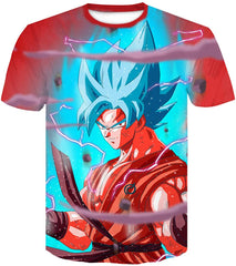 Men's Novelty T Shirts 3D Printing Tee Tops with Dragon Ball In Red a