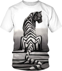 Unisex Men Women Stylish 3D Printed Graphic Short Sleeve T Shirts Tops Tiger