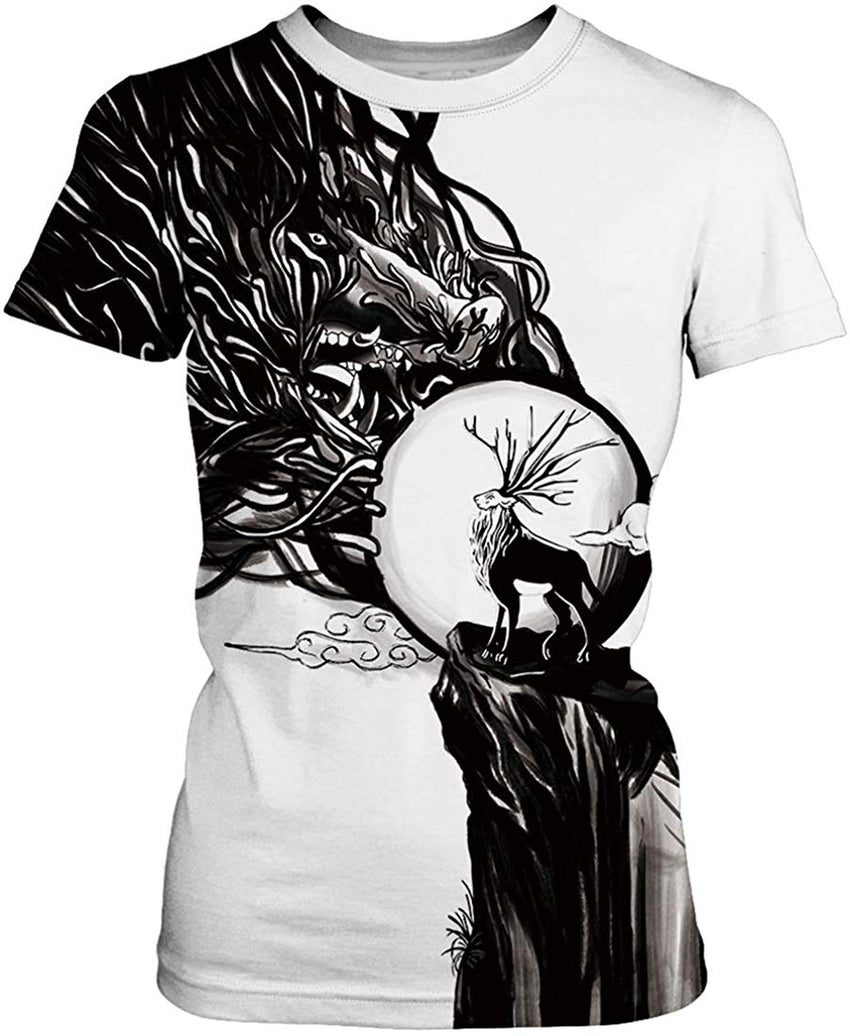 Women Summer T Shirt 3D Pattern Print Funny Short Sleeve Tee Couple Shirt Elk c