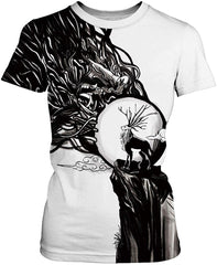 Women Summer T Shirt 3D Pattern Print Funny Short Sleeve Tee Couple Shirt Elk c