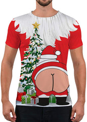 Unisex Fashion 3D Print T Shirts Funny Graphics Pattern Crewneck Short Sleeve Tees for Mens Womens Santa Claus 2