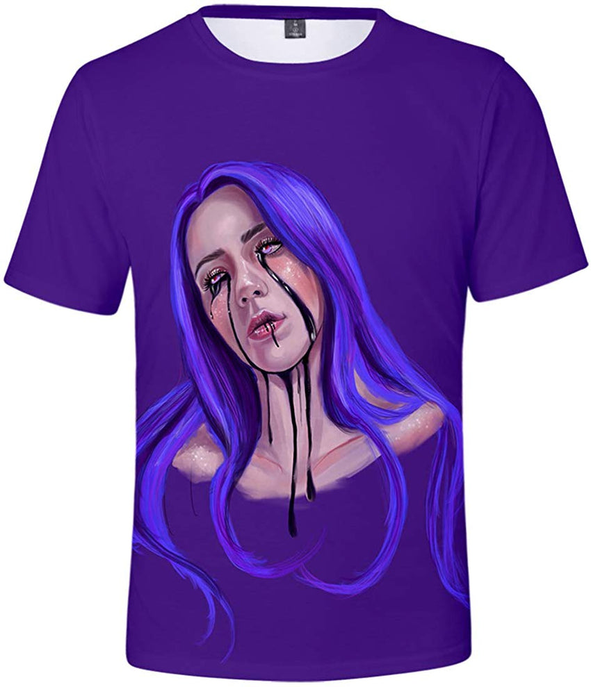Women 3D Printed T Shirt Casual Tees for Music Fans Purple 02