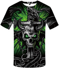 Unisex 3D Printed Creative Graphic Short Sleeved Soft T Shirt for Men Tee Skull T Shirts