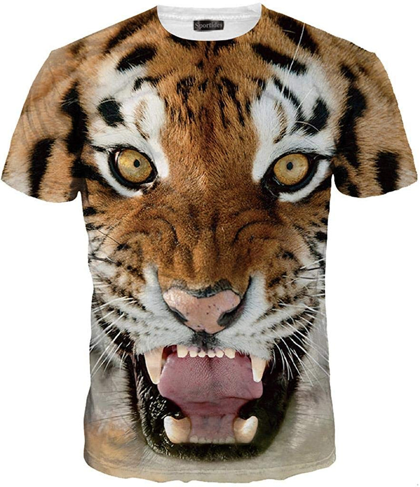 Unisex Men Women Casual 3D Printed Short Sleeves Couple T Shirt Tee LYT091 Lyt098 brown