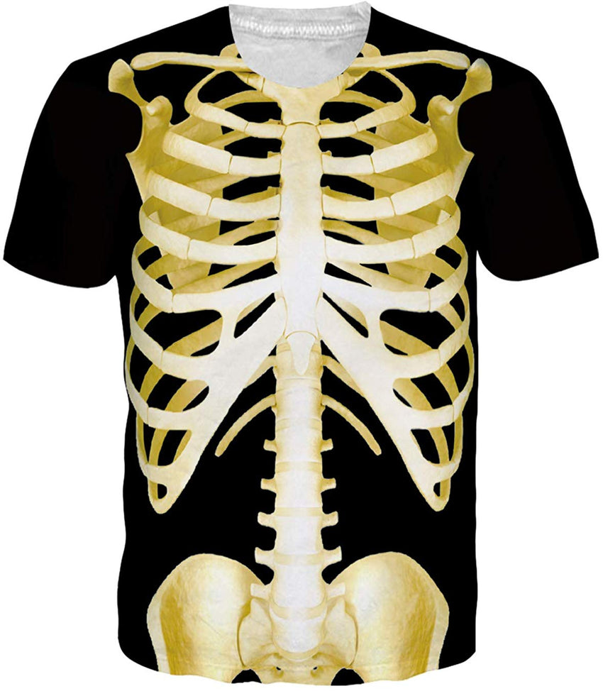 Unisex 3D Printed Pattern Short Sleeve T Sleeve Cool Graphic Tees Top Skeleton