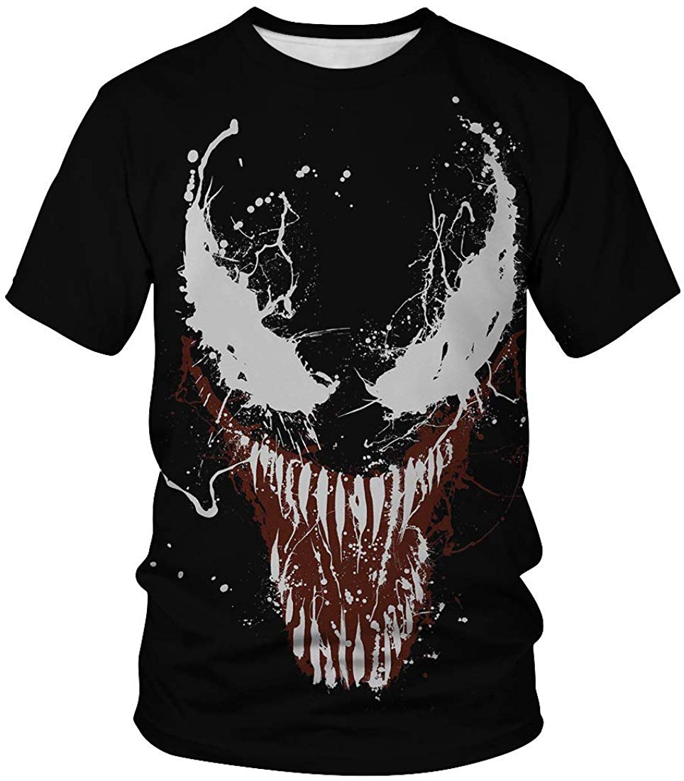 Venom Shirt,3D Venom Shirt Short Sleeve Shirts Casual Compression T Shirt Black white Men