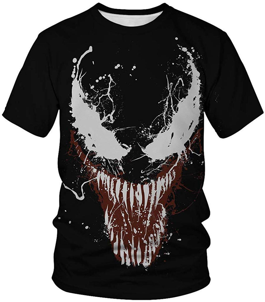 Venom Shirt,3D Venom Shirt Short Sleeve Shirts Casual Compression T Shirt Black white Men