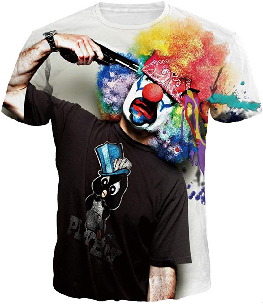 Unisex Men 3D Printed Casual Summer Short Sleeve T Shirts Tees Clown