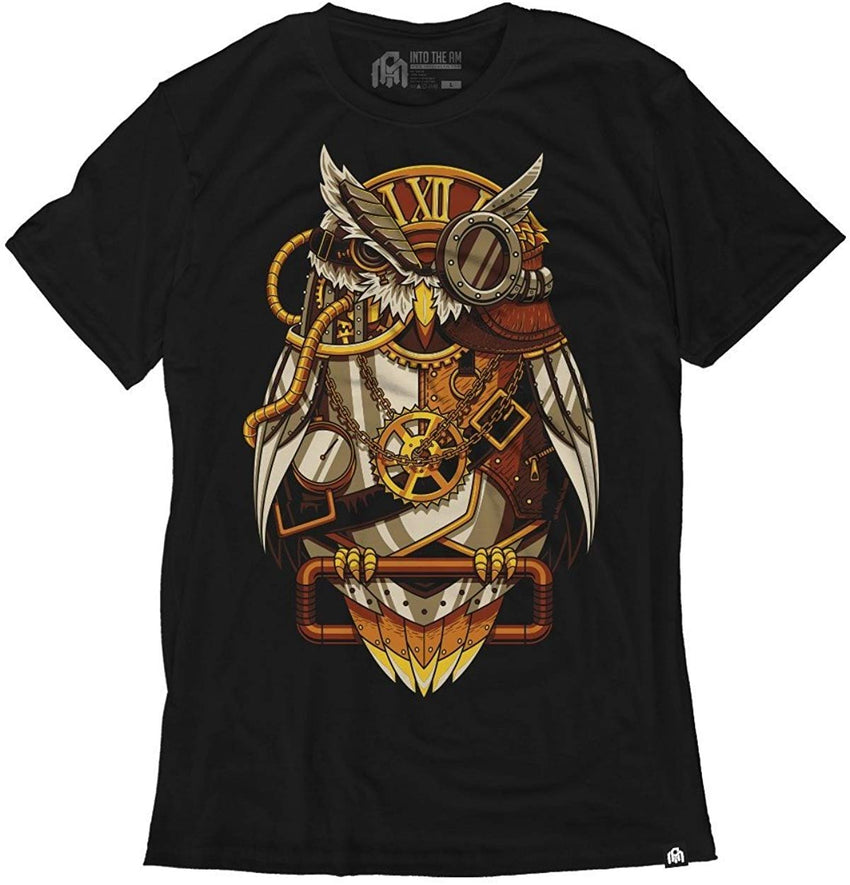 Men's Casual Short Sleeve Graphic Tee Shirts Clockwork Owl
