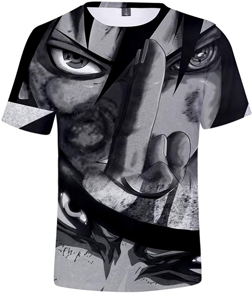 Unisex Novelty Tee Tops 3D Printed with The Japanese Anime Naruto T Shirts for Men Women Black White