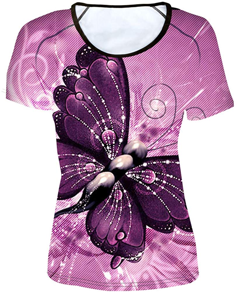 Women' Girl's T Shirt with Animl Cat Dog Print Butterfly
