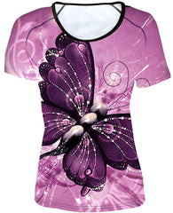 Women' Girl's T Shirt with Animl Cat Dog Print Butterfly