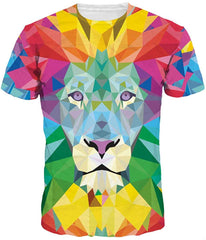 Men's 3D Print T Shirt Animal Adult Funny Novelty T Shirt Young Men Tee Short Sleeve Crew Neck Lion03