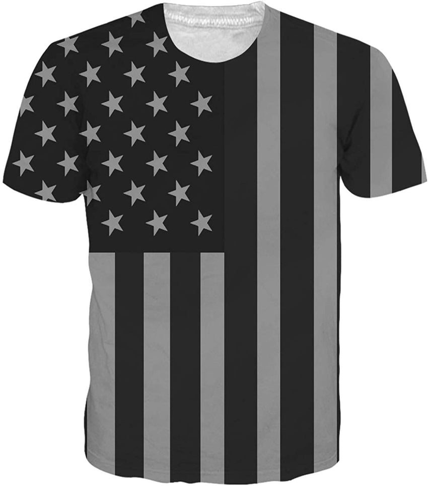 Unisex 3D Printed Pattern Short Sleeve T Sleeve Cool Graphic Tees Top Flag
