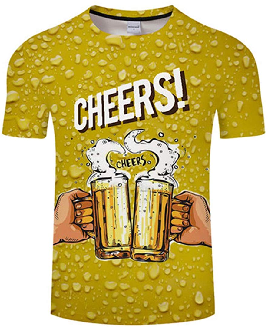 Summer Men's Clothing O Neck Clock Jacket Beer Short Sleeved 3D T Shirt Large Size 5XL Txkh3012