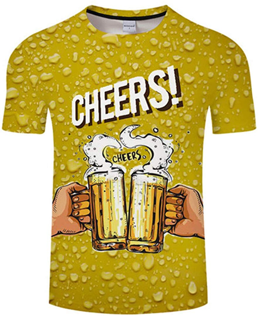 Summer Men's Clothing O Neck Clock Jacket Beer Short Sleeved 3D T Shirt Large Size 5XL Txkh3012
