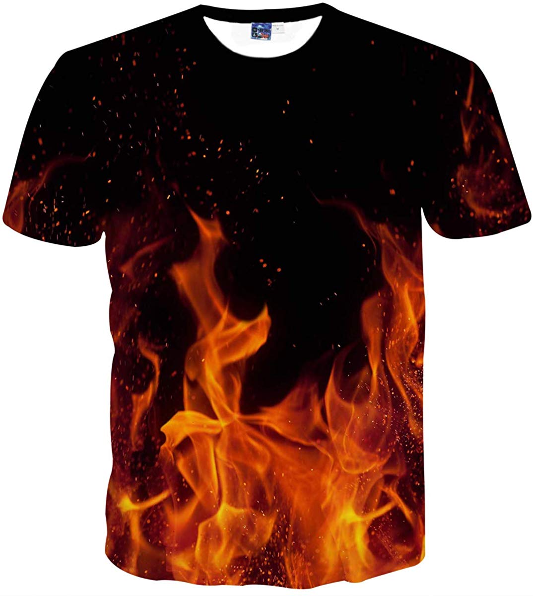 Unisex 3D Novelty Tshirts Men Graphic Funny Tees Printed Crewneck Short Sleeve Summer Top T Shirts Flame Fire