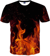 Unisex 3D Novelty Tshirts Men Graphic Funny Tees Printed Crewneck Short Sleeve Summer Top T Shirts Flame Fire