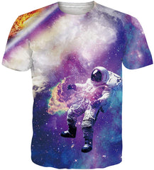 Unisex 3D Printed Summer Casual Short Sleeve T Shirts Top Tees S XXL Astronaut